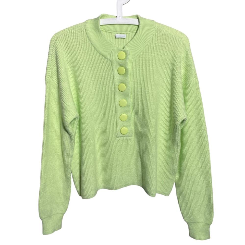 LASCANA Lime Green Pullover Sweater with button front detail